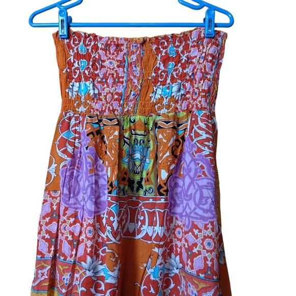 Debbie Katz South Beach S/M Strapless Smocked Maxi Boho Cover Up Dress **READ** - Picture 6 of 8